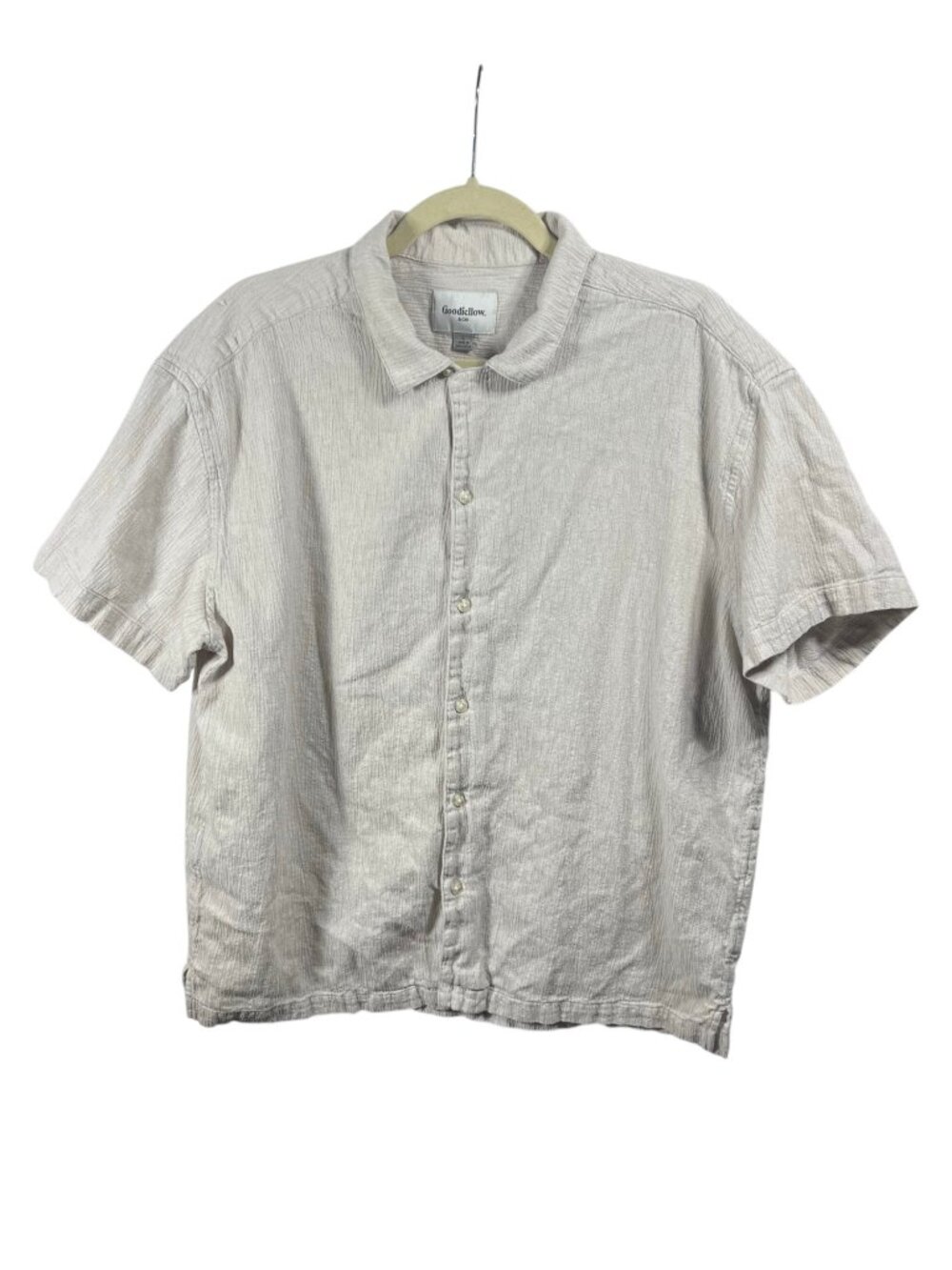 Goodfellow Shirt Mens Button Down Short Sleeve Large Cotton Camp Beach Travel